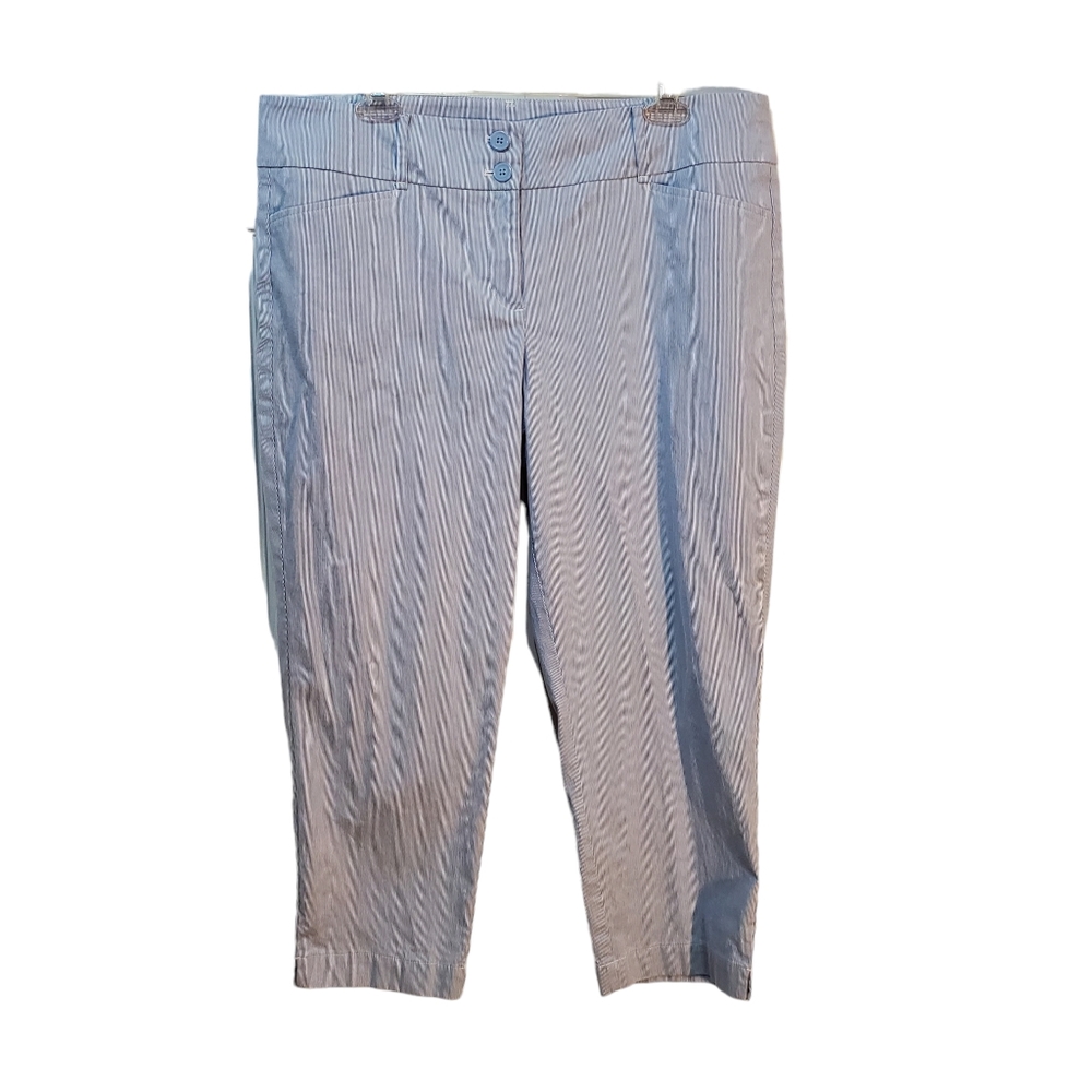 Loft Outlet Blue Seersucker Crop‎ Pants Size 14